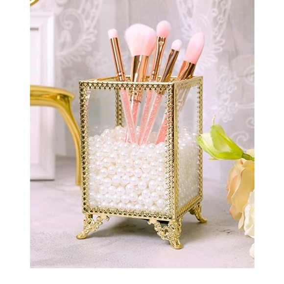 Brass Vintage Cosmetic Brushes Holder - Picture 1 of 7